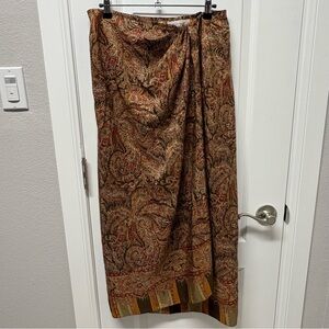 Emanuel Ungaro 100% silk wrap/sarong size 12/46 skirt Fall Autumn Colors
